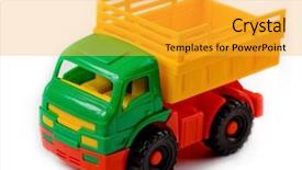  Presentation with fire truck police - PPT theme with toy truck isolated on white background and a yellow colored foreground