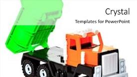  Presentation with articulated dump truck safety - Theme enhanced with toy truck isolated on white background and a white colored foreground