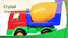  Presentation with mixer truck - Slides having toy truck isolated on white background and a  colored foreground