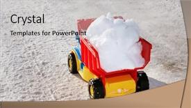  Presentation with truck - Colorful PPT layouts enhanced with tipper trucks - toy truck removes snow backdrop and a light gray colored foreground
