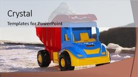  Presentation with winter road and branch - Audience pleasing PPT theme consisting of tipper trucks - toy truck removes snow backdrop and a lemonade colored foreground