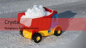  Presentation with winter road and branch - Colorful theme enhanced with tipper trucks - toy truck removes snow backdrop and a red colored foreground