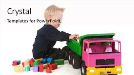  Presentation with truck - Beautiful PPT layouts featuring toy trucks - little blond boy is playing backdrop and a white colored foreground