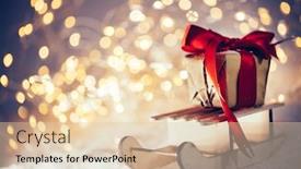  Presentation with wooden toy - Cool new PPT layouts with toy-wooden-sledge-with-gift backdrop and a lemonade colored foreground