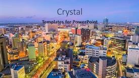  Presentation with city japan - PPT layouts enhanced with toyama city japan downtown skyline background and a light blue colored foreground