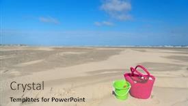  Presentation with beach bag - PPT theme consisting of toys-and-bag background and a soft green colored foreground
