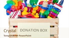  Presentation with donation - Colorful presentation theme enhanced with toys donations box isolated backdrop and a lemonade colored foreground