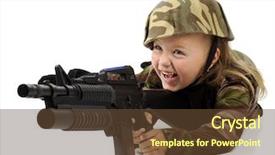  Presentation with shooting gun - Colorful slide deck enhanced with toys guns - pretty little girl having fun backdrop and a tawny brown colored foreground