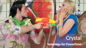  Presentation with sexy girl in stars - Theme consisting of toys guns - punk boy robbing sexy girl background and a  colored foreground