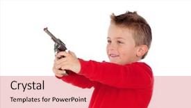  Presentation with gun - PPT theme having toys guns - small boy playing background and a crimson colored foreground