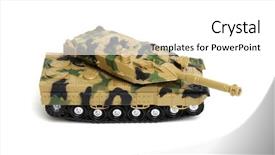  Presentation with tank - Slide deck enhanced with toys guns - toy tank isolate on white background and a white colored foreground