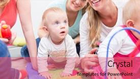  Presentation with daycare - Cool new PPT theme with toys in a modern daycare backdrop and a coral colored foreground