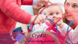  Presentation with young mothers - Slide deck featuring toys in a modern daycare background and a red colored foreground
