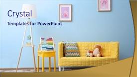  Presentation with children - Amazing PPT layouts having toys in children room backdrop and a sky blue colored foreground