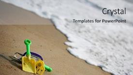  Presentation with virginia - Slide set enhanced with toys on the beach background and a light gray colored foreground