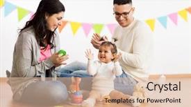  Presentation with father birthday - Slide set with toys playing and clapping background and a lemonade colored foreground