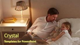  Presentation with story book - PPT layouts with toys story - cute little daughter with teddy background and a tawny brown colored foreground