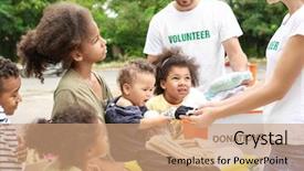  Presentation with african children - Beautiful PPT layouts featuring toys with poor african children backdrop and a coral colored foreground