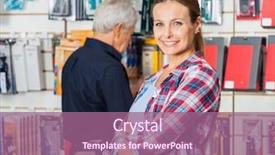  Presentation with confident - Slides consisting of tpe - portrait of confident female customer background and a  colored foreground