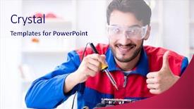  Presentation with technical support - Amazing presentation theme having tr - repairman working in technical support backdrop and a sky blue colored foreground