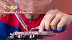  Presentation with technical support - Beautiful presentation theme featuring tr - repairman working in technical support backdrop and a  colored foreground