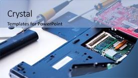  Presentation with technical support - Theme with tr - repairman working in technical support background and a  colored foreground