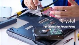  Presentation with technical support - Amazing presentation theme having tr - repairman working in technical support backdrop and a  colored foreground