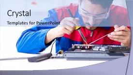  Presentation with technical support - Cool new slides with tr - repairman working in technical support backdrop and a  colored foreground
