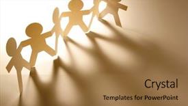  Presentation with doll paper - Presentation theme enhanced with trabajo colaborativo - team of paper doll people background and a coral colored foreground