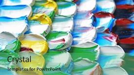  Presentation with oil - Cool new theme with trace elements - colorful oil paint strokes closeup backdrop and a seafoam green colored foreground