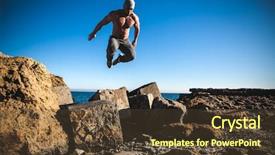  Presentation with stones - PPT theme having tracer - man performs freerunning jump background and a tawny brown colored foreground