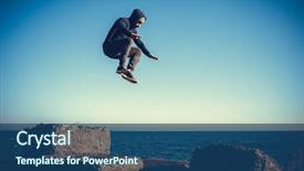  Presentation with stones - PPT theme having tracer - man performs freerunning jump background and a ocean colored foreground