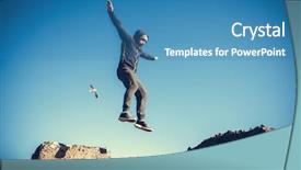  Presentation with free about crystal stones - Colorful theme enhanced with tracer - man performs freerunning jump backdrop and a teal colored foreground