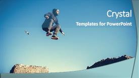  Presentation with free gem stones - Theme consisting of tracer - man performs freerunning jump background and a teal colored foreground