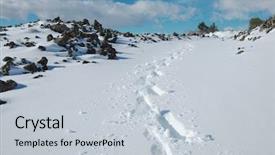  Presentation with paw prints - Colorful slides enhanced with traces of hiker with snowshoes backdrop and a lemonade colored foreground