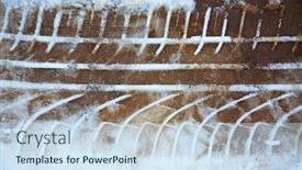  Presentation with tire - Presentation theme consisting of traces-of-tire-treads background and a sky blue colored foreground