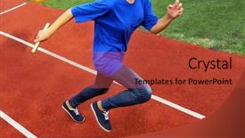  Presentation with baton - Beautiful slide set featuring track athlete with a baton backdrop and a red colored foreground