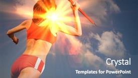  Presentation with track field - Colorful presentation design enhanced with track field - female athlete throwing javelin backdrop and a ocean colored foreground