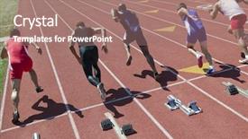  Presentation with runners - Theme with track field - rear view of runners starting background and a coral colored foreground