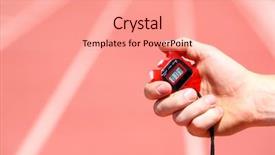  Presentation with stop - PPT theme featuring track field - stop watch background and a coral colored foreground