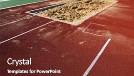  Presentation with track field - Presentation having track field long jump sand background and a tawny brown colored foreground