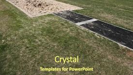  Presentation with track field - Colorful presentation theme enhanced with track field long jump backdrop and a tawny brown colored foreground