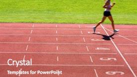  Presentation with running race - Audience pleasing PPT layouts consisting of track finishing a race first backdrop and a coral colored foreground