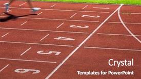  Presentation with running race - Colorful presentation theme enhanced with track finishing a race first backdrop and a tawny brown colored foreground
