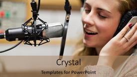  Presentation with singer - PPT theme consisting of track in a studio background and a coral colored foreground