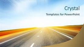  Presentation with asphalt road - Presentation theme enhanced with track racing - asphalt blurry road and sky background and a sky blue colored foreground