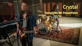  Presentation with music band - Cool new slides with track record - music band having rehearsal backdrop and a tawny brown colored foreground