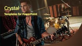  Presentation with music band - PPT layouts with track record - music band having rehearsal background and a tawny brown colored foreground
