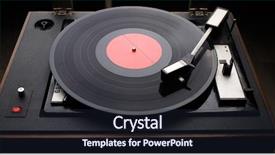  Presentation with record player - Presentation theme enhanced with track record - photography of old black player background and a wine colored foreground