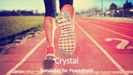  Presentation with done - Slides with track runner - woman with an athletic pair background and a coral colored foreground